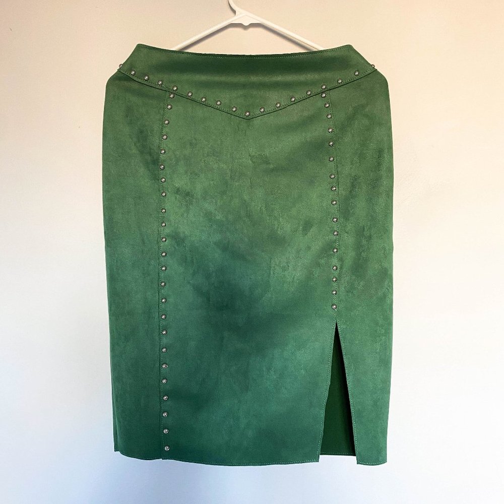 Bellivera Green Studded Suede Pencil Skirt M